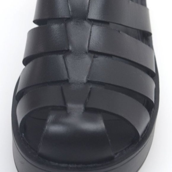 WINDSOR SMITH Lily Black Leather 90s Chunky Platform Block Heel Sandals - Picture 12 of 16